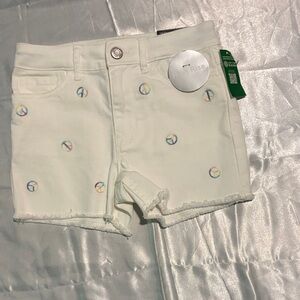 GAP Kids White Shorts with Peace Sign Embroidery